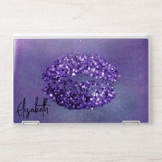 Modern Glam Purple Glittery Kiss Lipstick Imprint