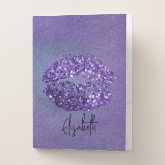 Modern Glam Purple Glittery Kiss Lipstick Imprint