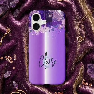 Modern Glam Purple Metallic Ombre Abstract Art iPhone 17 Case