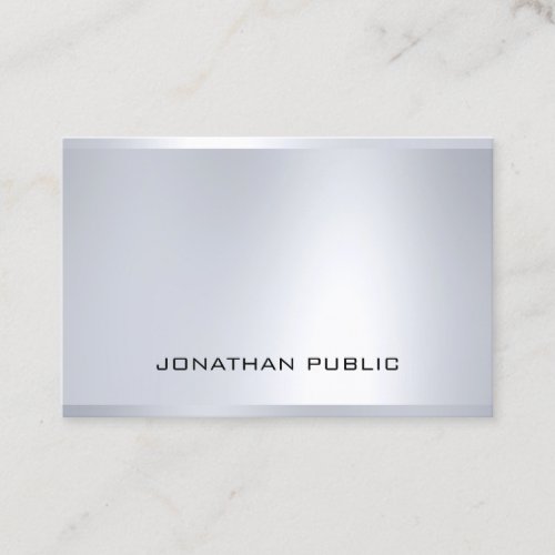 Modern Glam Silver Graceful Professional Plain Top Business Card