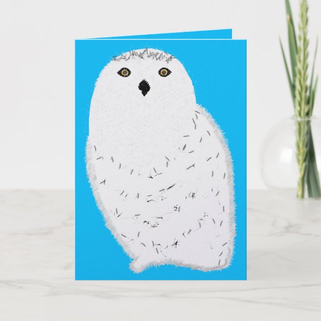 Modern glam snow owl holiday card (Front)