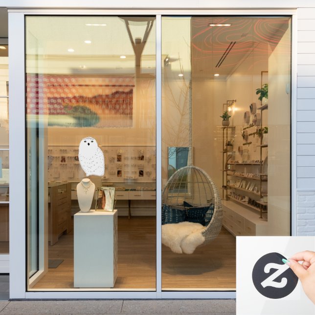 Modern glam snow owl window cling (Store Window)