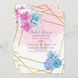 Modern Glam Southwest Fiesta Floral Succulents Invitation