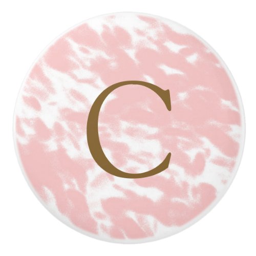 Modern Glam Spots Pink  White Chic Elegant Ceramic Knob