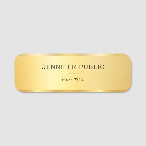 Modern Glam Template Trendy Faux Gold Employee Name Tag