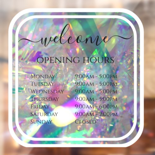 Modern Glam Tinsel Business Hours  Window Decal 