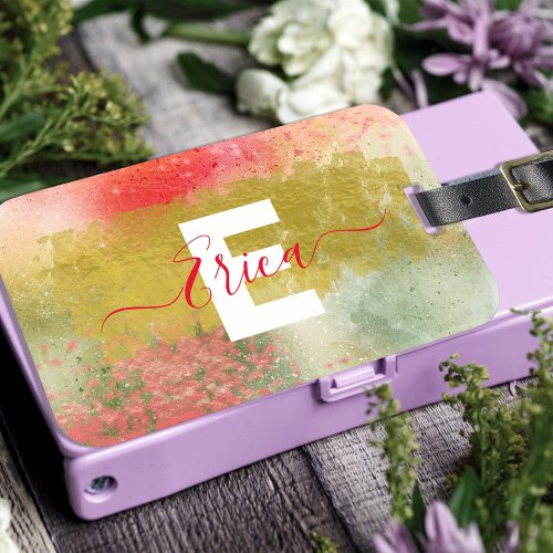Modern Glam Trendy Abstract Calligraphy Script  Luggage Tag