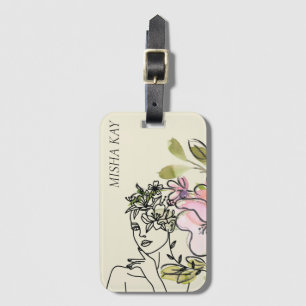 Modern Glam Watercolor Floral Luggage Tag