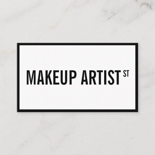Modern glam white black street sign makeup artist business card