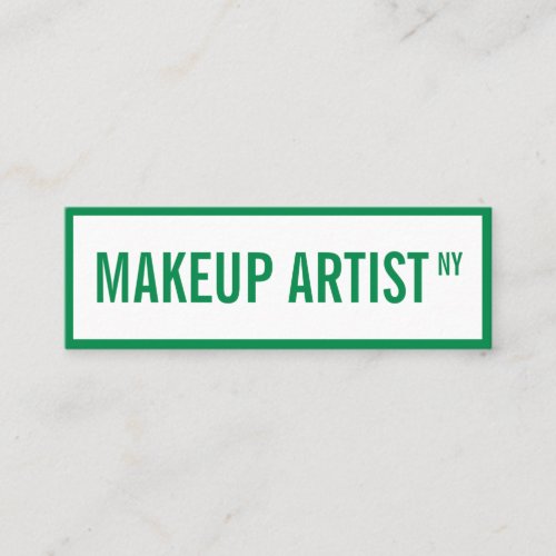 Modern glam white green street sign makeup artist mini business card