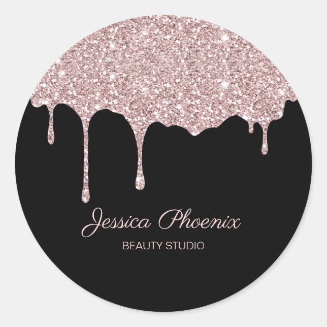 Modern Glamor Rose Gold Classic Round Sticker (Front)