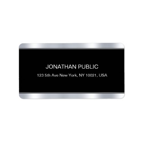 Modern Glamorous Black Silver Template Elegant Label