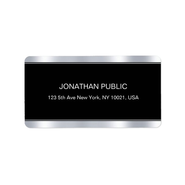 Modern Glamorous Black Silver Template Elegant Label (Front)
