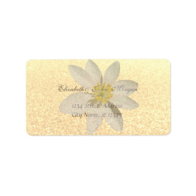 Modern Glamorous Chic Faux Gold  Glittery,Daisy Label (Front)