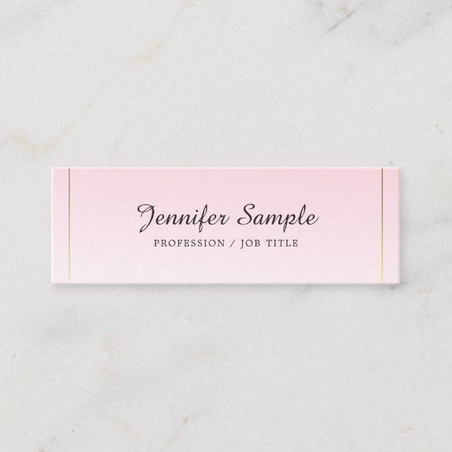 Modern Glamorous Design Trendy Pink Gold Luxury Mini Business Card (Front)