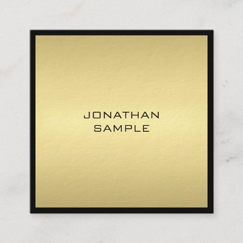 Modern Glamorous Elegant Black Gold Graceful Luxe Square Business Card