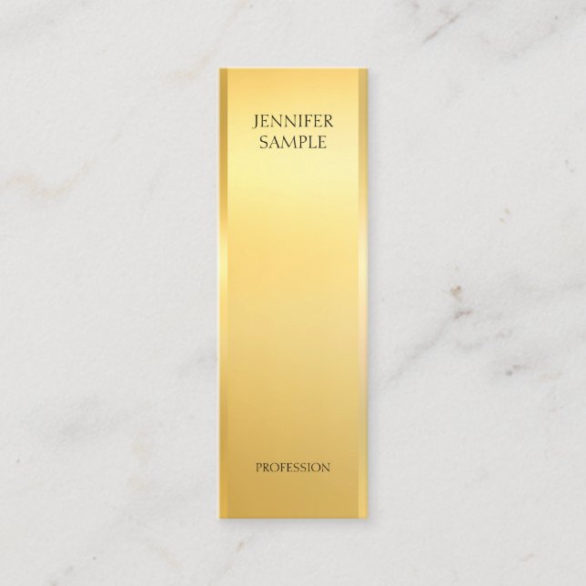 Modern Glamorous Faux Gold Elegant Template Mini Business Card (Front)