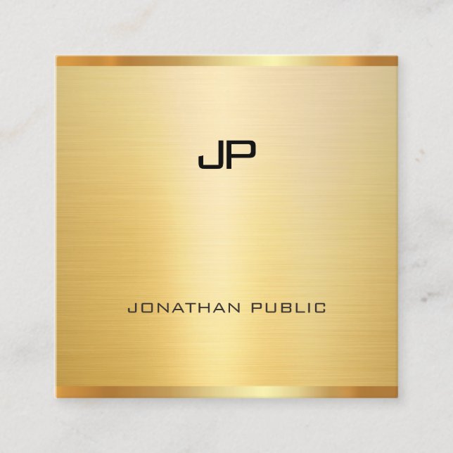 Modern Glamorous Faux Gold Professional Elegant Square Business Card (Front)