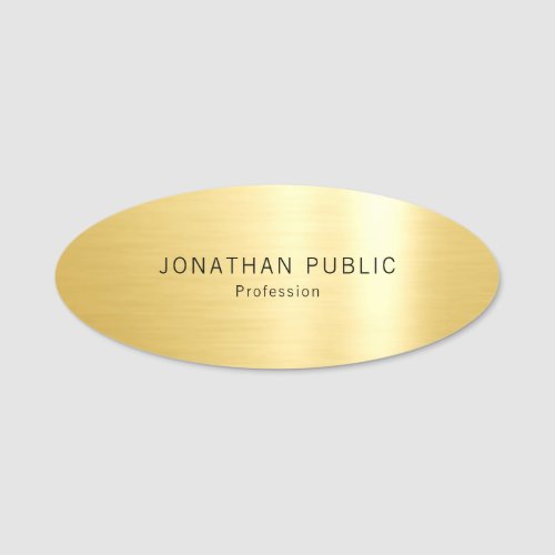 Modern Glamorous Gold Look Template Oval Name Tag