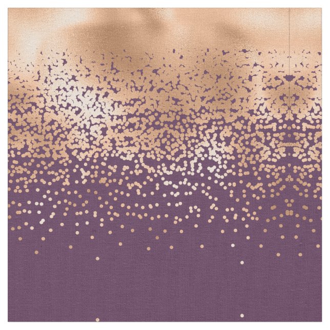Modern Glamorous Gold Purple Polka Dot Gradient Fabric (Close Up)