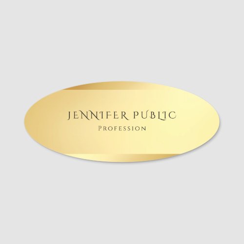 Modern Glamorous Gold Simple Template Elegant Name Tag