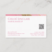 Modern Glamorous Hair & Makeup Artist Gold & Pink Business Card (Back)