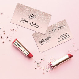 Modern Glamorous Rose Gold Pink Glitter Ombre Business Card