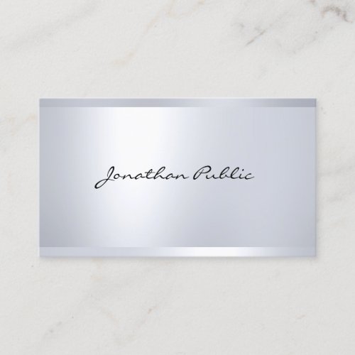 Modern Glamorous Silver Look Elegant Simple Plain Business Card