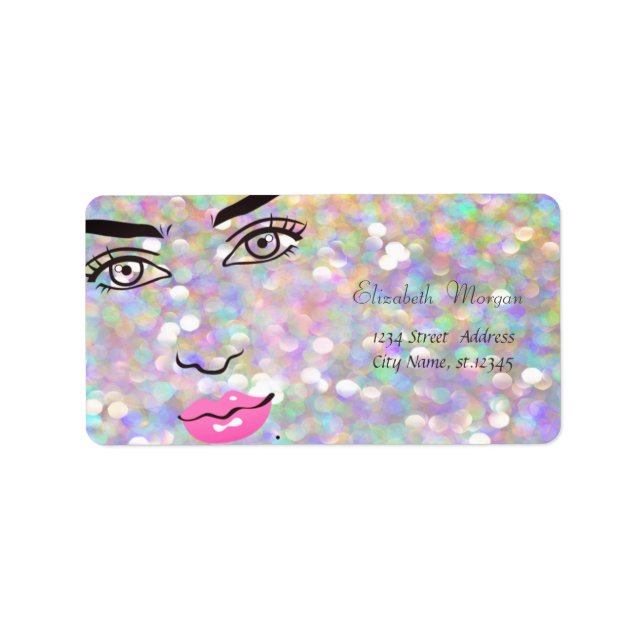 Modern Glamorous  Stylish Colorful,Bokeh,Girl Face Label (Front)