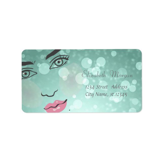 Modern Glamorous  Stylish Green,Bokeh,Girl Face Label (Front)