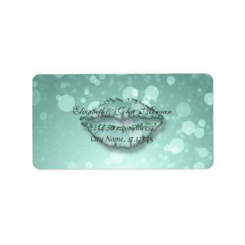 Modern Glamorous  Stylish Mint GreenlBokehLips Label