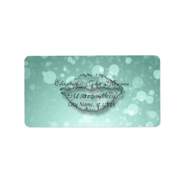 Modern Glamorous  Stylish Mint Greenl,Bokeh,Lips Label (Front)