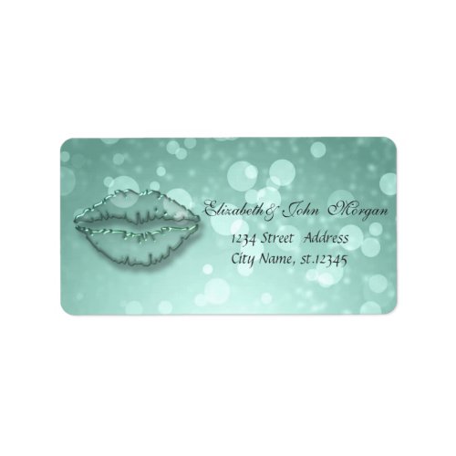 Modern Glamorous  Stylish Mint GreenlBokehLips Label