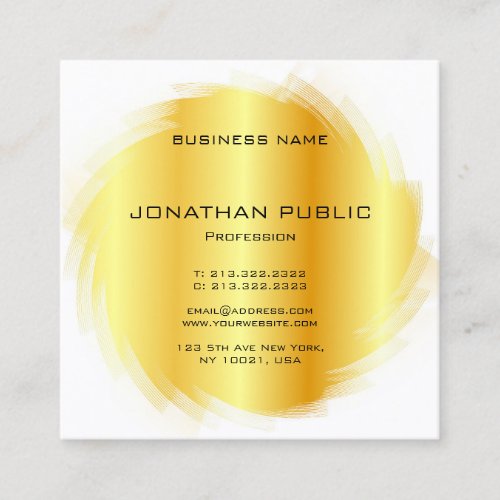 Modern Glamorous Template Elegant Faux Gold Square Business Card