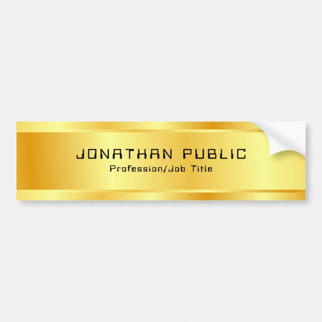 Modern Glamorous Template Faux Gold Custom Bumper Sticker (Front)