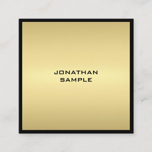 Modern Glamour Elegant Black Gold Luxe Attractive Square Business Card