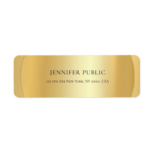 Modern Glamour Faux Gold Elegant Return Address Label (Front)
