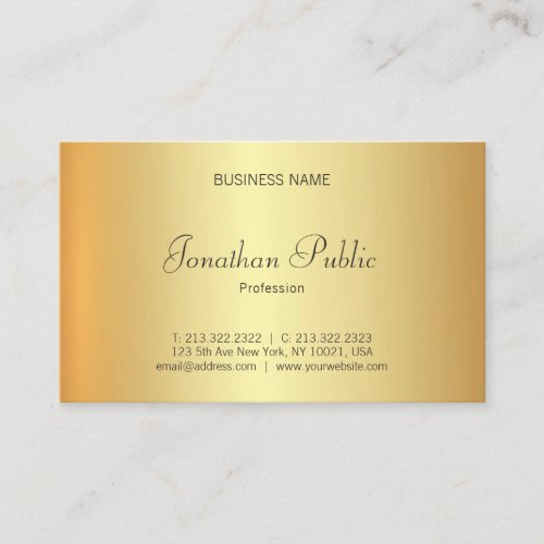 Modern Glamour Faux Gold Professional Elegant Luxe Business Card