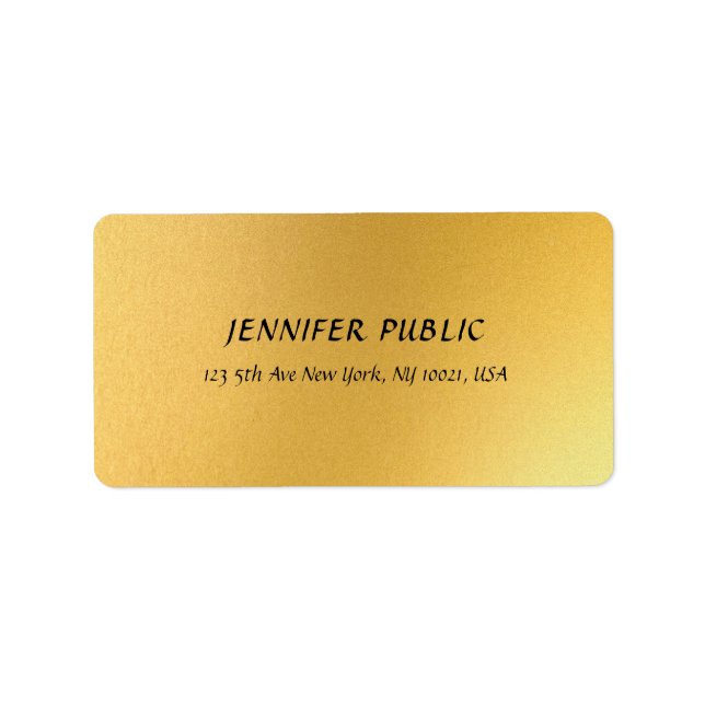 Modern Glamour Gold Elegant Golden Design Address Label (Front)