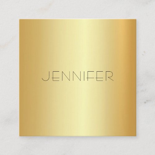 Modern Glamour Gold Look Elegant Simple Template Square Business Card