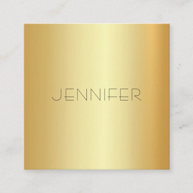 Modern Glamour Gold Look Elegant Simple Template Square Business Card (Front)