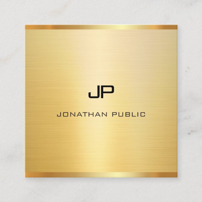 Modern Glamour Gold Professional Elegant Template Square Business Card (Front)
