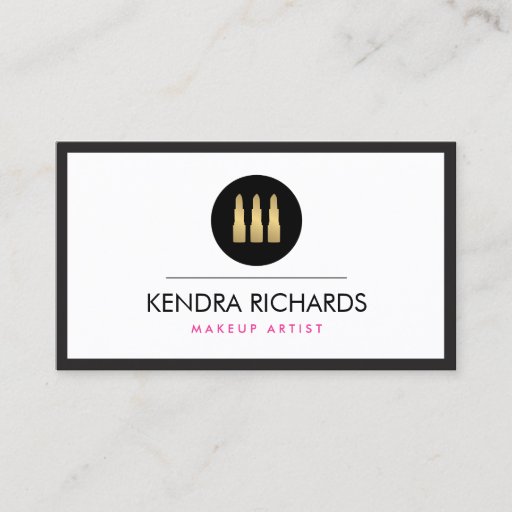 Customizable Modern Glamour Lipstick Trio Makeup Artist Business Card