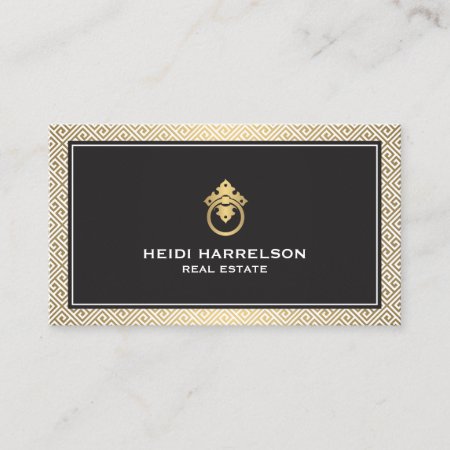 Modern Glamour Realtor, Real Estate Gold/black Business Card