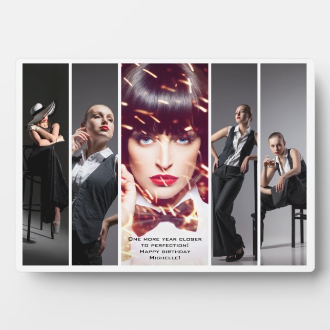 Modern Glamour Retro Style Photo Collage Plaque (Front)