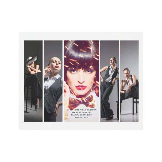 Modern Glamour Retro Style Portfolio Photo Collage Metal Print (Front)