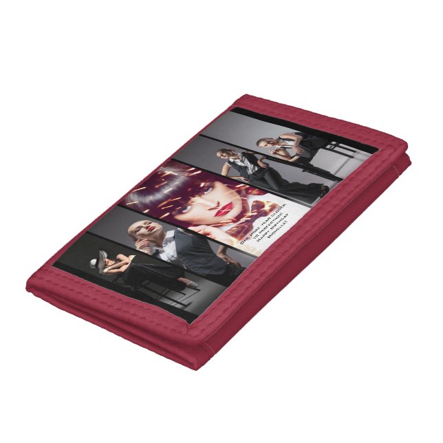 Modern Glamour Retro Style Portfolio Photo Collage Trifold Wallet (Bottom)
