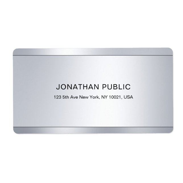 Modern Glamour Silver Elegant Professional Label (Front)