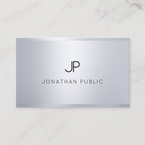 Modern Glamour Silver Look Elegant Monogram Top Business Card