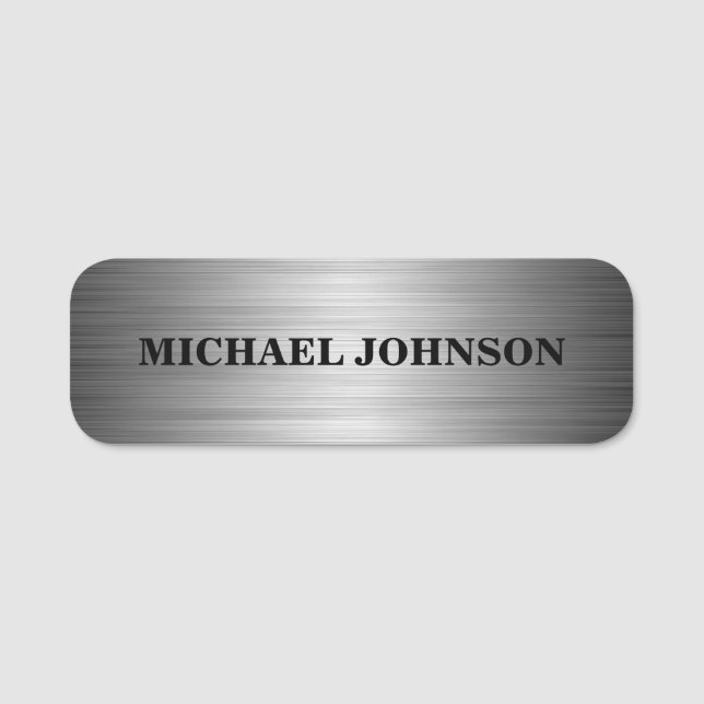 Modern Glamour Silver Personalized Name Tag (Front)